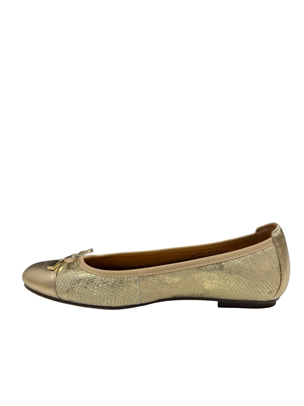Vionic Minna Ballet Flats Gold Leather Snake Emboss Bow Comfort Orthopedic Sz 8 - Picture 4 of 11